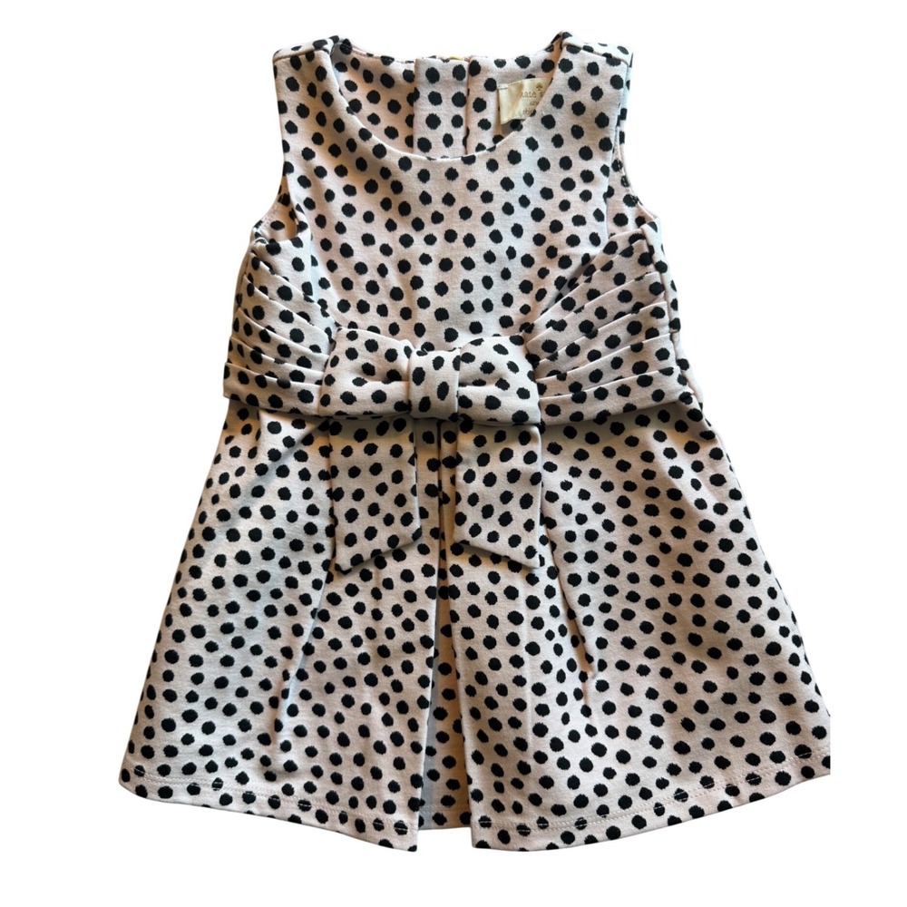 Kate Spade New York Kids Pink Polka Dot Bow Dress 12M 80 Sleeveless Zip Back